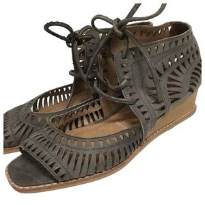 Jeffrey Campbell Ibiza Last grey leather Rodillo mini Wedge lace up Sandals